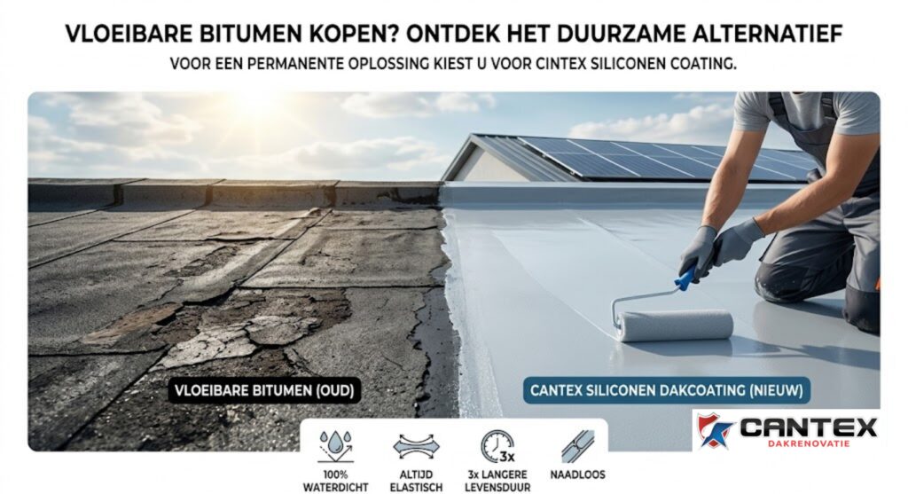 Vloeibare bitumen vs. Siliconen coating Cantex