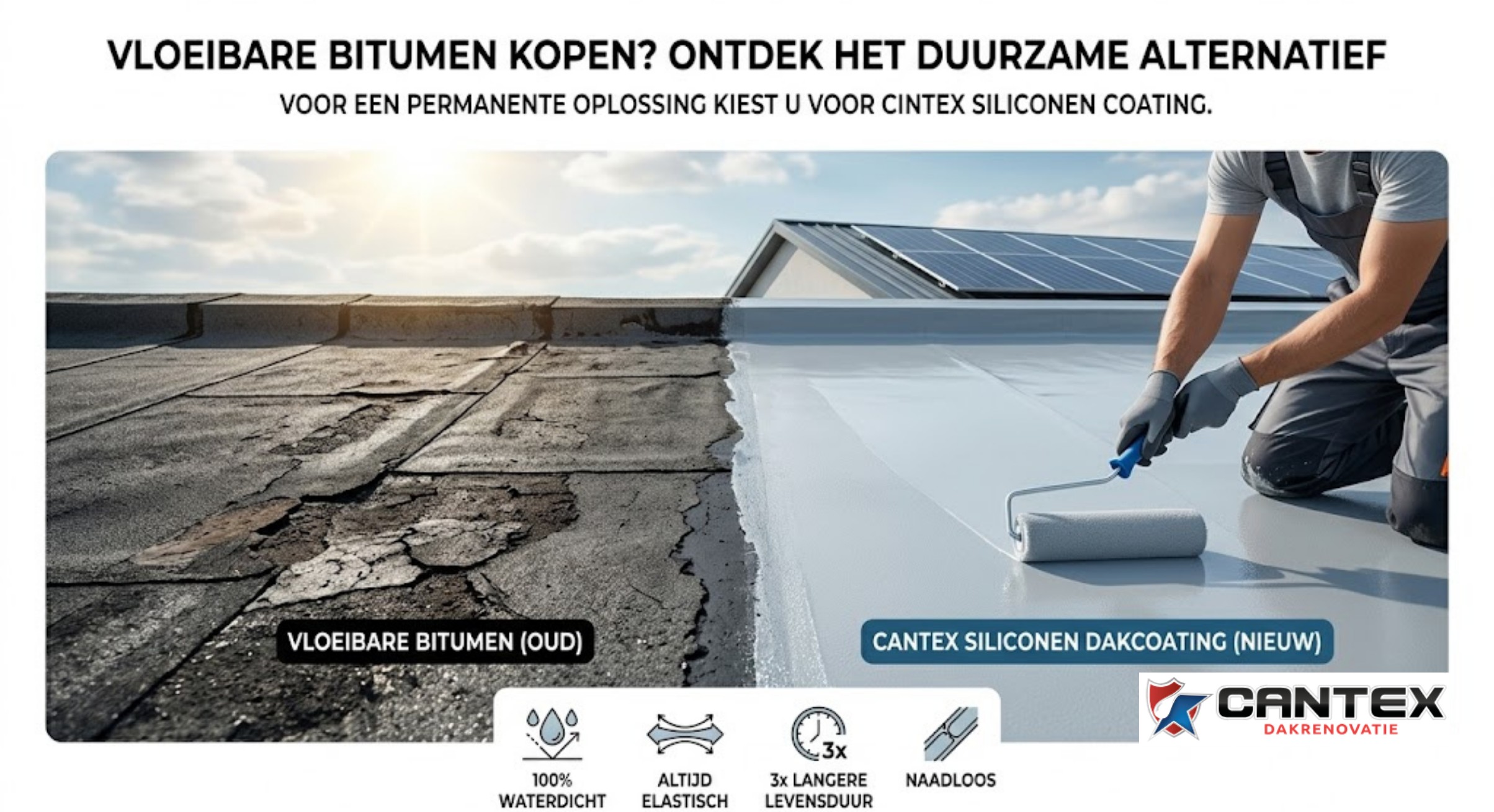 Vloeibare bitumen vs. Siliconen coating Cantex